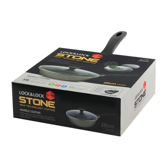 Chảo đá cao cấp 30cm vung kính Lock&lock Stone LCA6305D dùng bếp từ