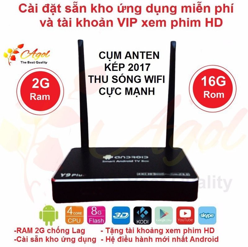 Android tivi box RAM 2G ROM 16G mới Y9 plus bảo hành 6 tháng - y9 plus 1