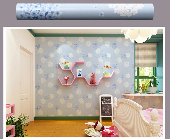 Decal cuộn hoa tú cầu xanh